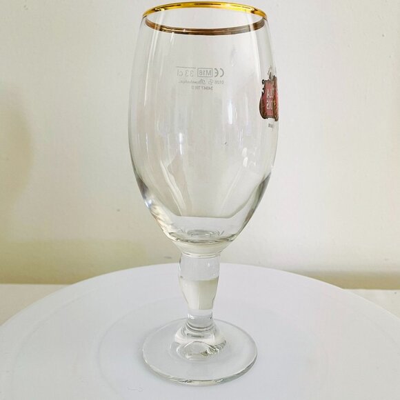 Stella Artois Beer Glass 8" Tall With Gold Rim Belgium Design For Collectors - Picture 12 of 13
